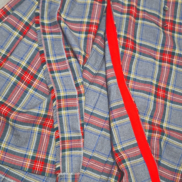 Vintage Bonda Textiles Nova Scotia Wool Tartan Pleated Skirt Sz 14 Fabric Button - Picture 6 of 10